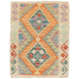 Handmade Kilim Wool Orange Rug