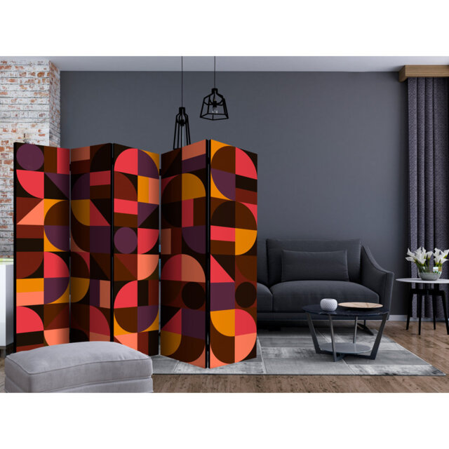 Room Divider - Geometric Mosaic (Red) II [Room Dividers]