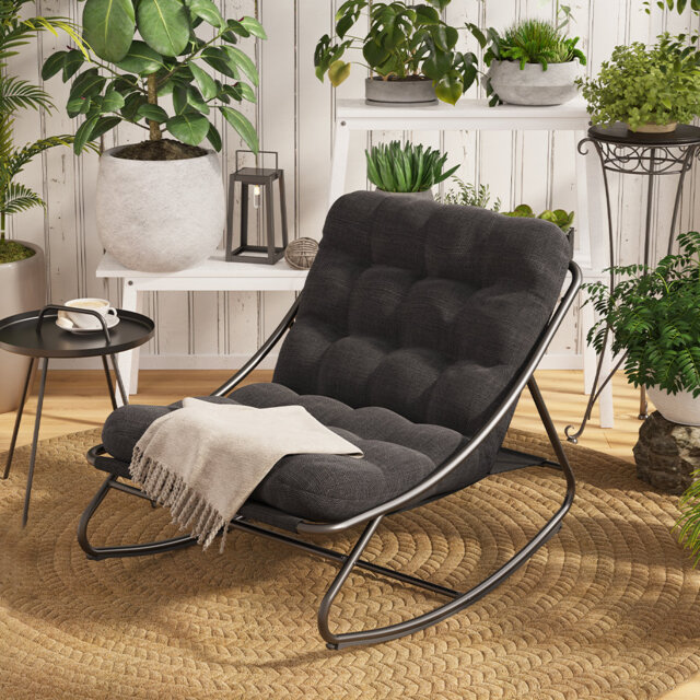 Outdoor Caili Rocking Powder Coated Steel Chair with Cushions