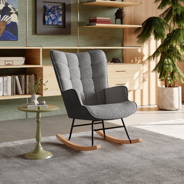 Teddy Fleece Rocking Chair With Wingback