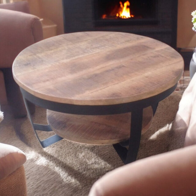 Acacia Wood Round Coffee Table