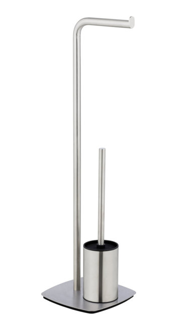 Ivy Bronx free-standing toilet set, Mod. Iria, black, with toilet roll holder and toilet brush
