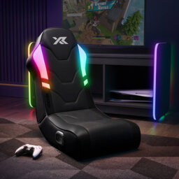 X Rocker Floor Game Chair with Built-in Speakers in Black