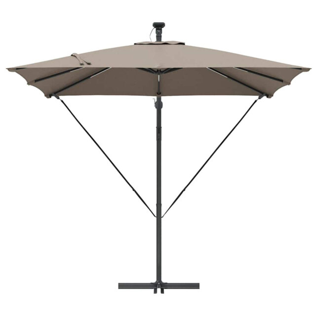 Umbrella with LED Strip Lights Polyester and Aluminium Outdoor Parasol