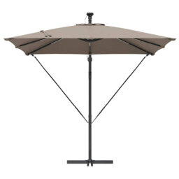 Umbrella with LED Strip Lights Polyester and Aluminium Outdoor Parasol