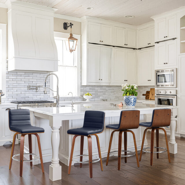 65 CM Swivel Bar Stools With Back Faux Leather Upholstered