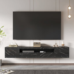 "Agnon High Gloss TV Stand with Led Lights, Wall-mounted TV Cabinet up to 75"""