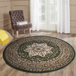 Non Slip Traditional Round Rug 120x120 cm – Turkish Polypropylene Carpet for Living Room, Bedroom & Dining Room