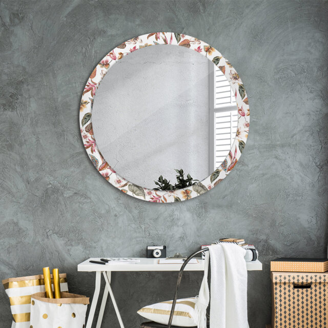 Huldar Round Glass Framed Wall Mounted Accent Mirror in White
