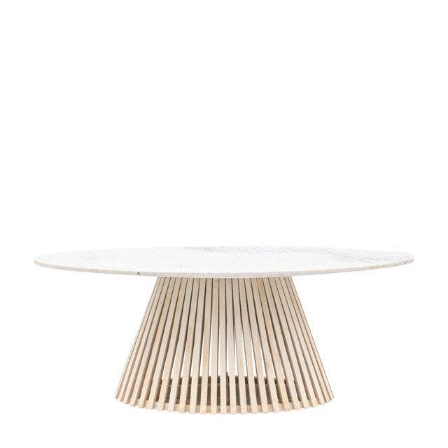 Ozias Oval Marble Top Solid Wood Base Dining Table