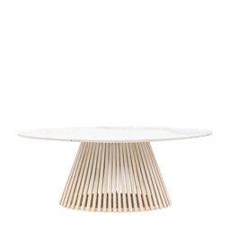 Ozias Oval Marble Top Solid Wood Base Dining Table