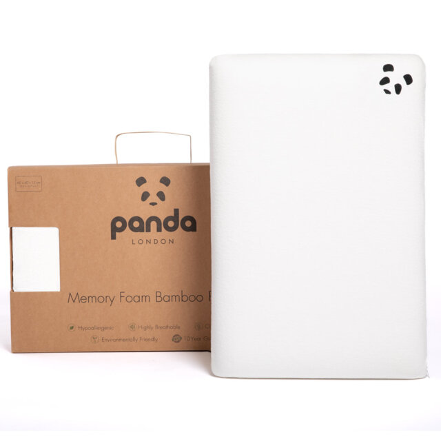 Panda Memory Foam Bamboo Pillow - Orthopaedic Support for Neck and Shoulders with Removable Cover, Hypoallergenic & Breathable