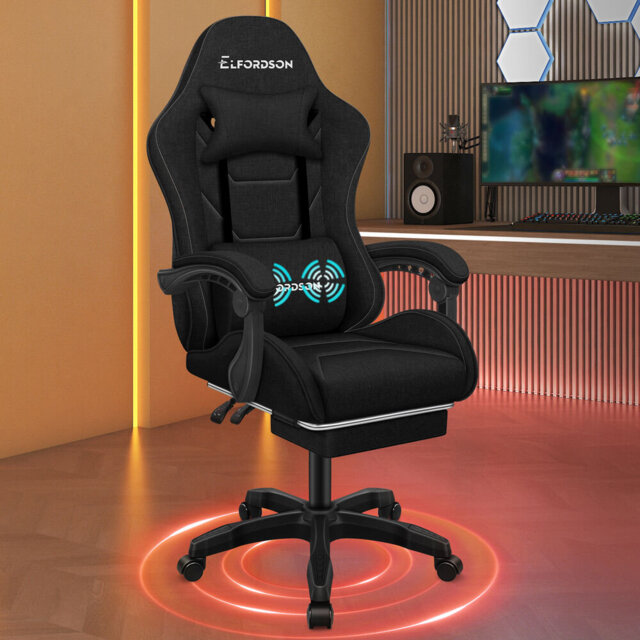 Gaming Chair Recliner Massage Cushion Footrest Padded Executive Office