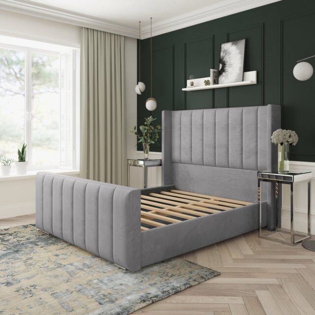 Aspen Plush Velvet Upholstered Bed Frame
