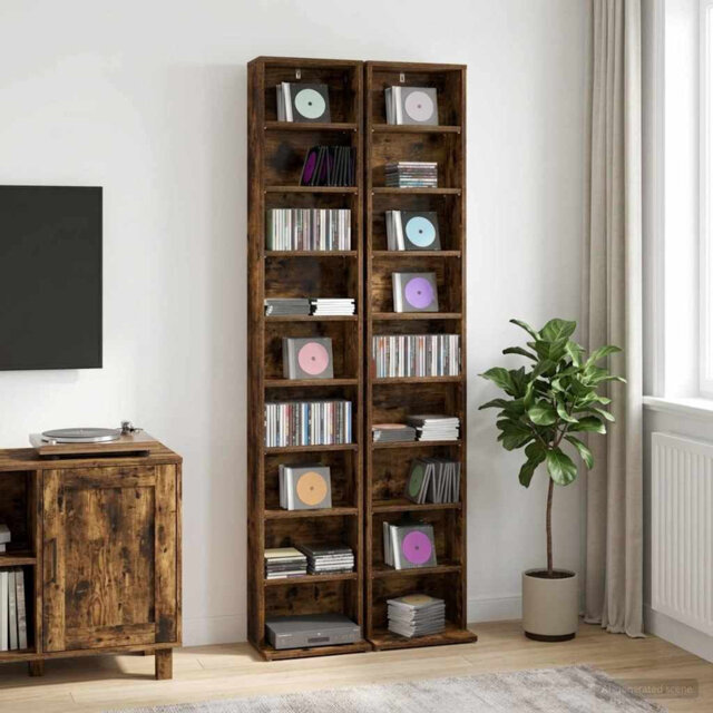 CD Cabinet Engineered Wood Indoor Media Storage Unit Rack Bedroom Home