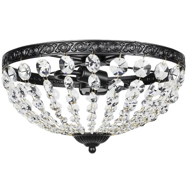 HOMCOM Crystal Chandelier Ceiling Light 2-Light Flush Mount