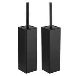 2 Piece Square Toilet Brush And Holder,Durable And Stable,Black