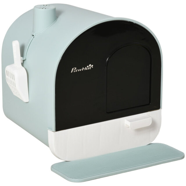 Hooded 43*44*47 cm Polypropylene 1 Piece Hooded Cat Litter Box Green Odour-Control Design