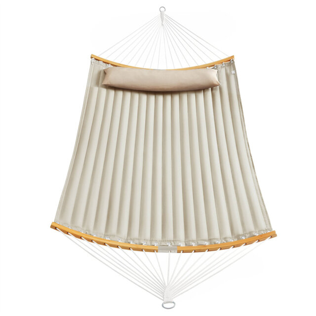 Upholstered outdoor hammock with separable bamboo poles