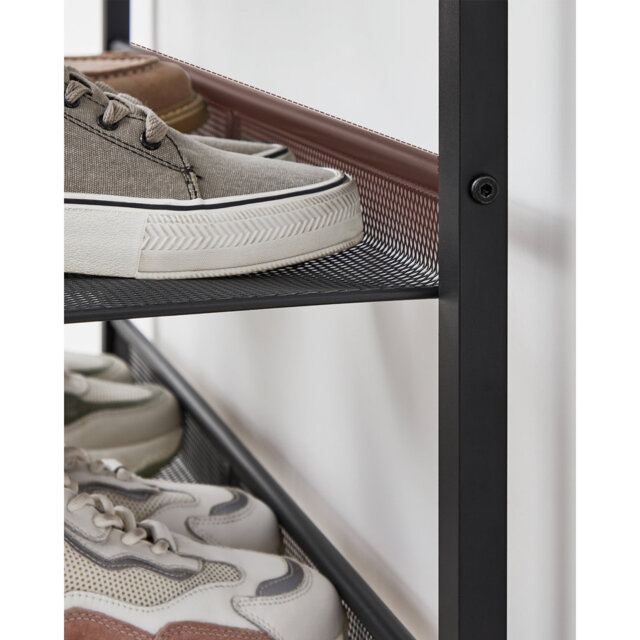 Shoe Rack, 5-Tier Shoe Storage With Shelves And Large Top, Adjustable Mesh Shelves, Space-Saving For Entryway, Hallway, Steel, Industrial, Charcoal Gr
