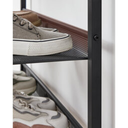 Shoe Rack, 5-Tier Shoe Storage With Shelves And Large Top, Adjustable Mesh Shelves, Space-Saving For Entryway, Hallway, Steel, Industrial, Charcoal Gr