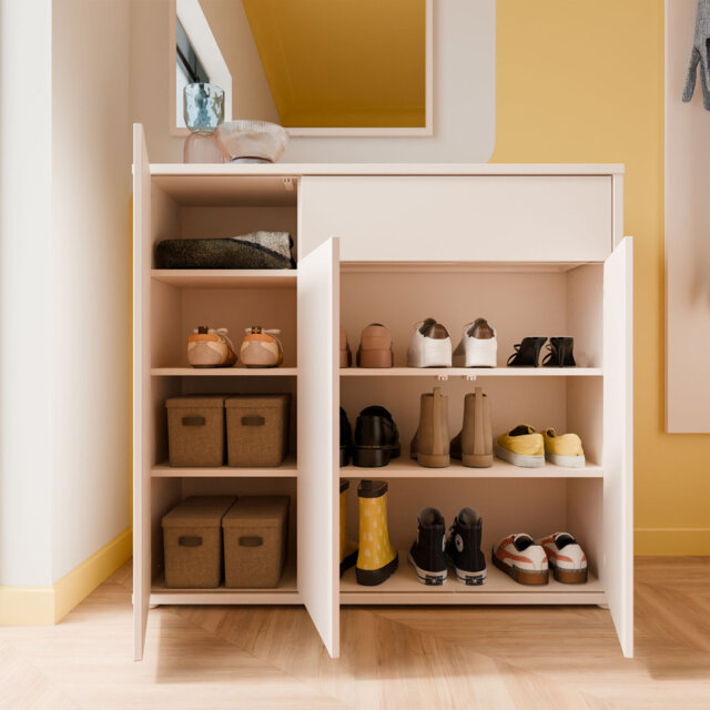 Alice Springs Sideboard with 3 Doors Push-to-Open & 1 Drawer Push-to-Open in Sand