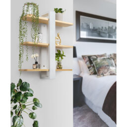 3-Tier White Pine Wood Floating Shelves for Wall, Large Storage Display for Home, Office, Bathroom.