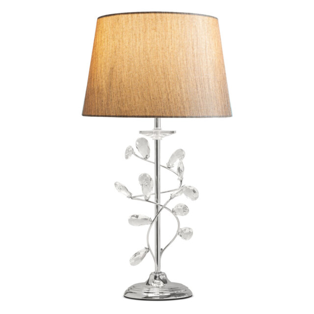 Waukon 59cm Crystal Glass Leaf Chrome Table lamp