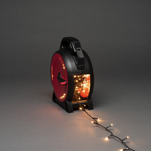 Konstsmide 400 Amber White LED Outdoor Christmas Lights - Durable Cable Reel