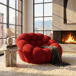 Modern Bubble Accent Sofa Chair, Breathable Honeycomb Fabric Lounge Chair with No Assembly Required for Living Room Bedroom Apartment