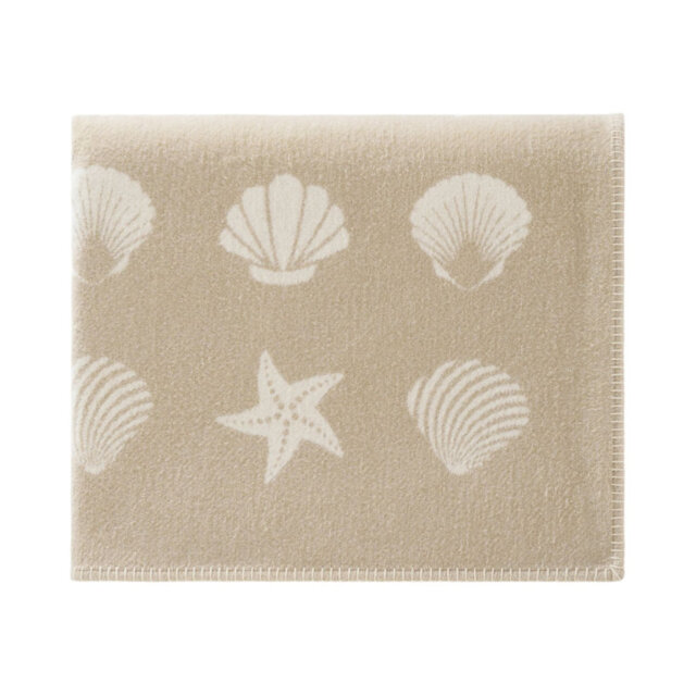 Beige Seashells Large Recycled Cotton Blanket