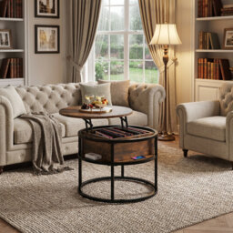 Lift Top Round Coffee Table with Storage