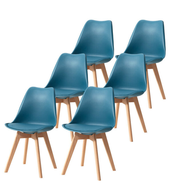 42.5cm Modern style Dining Chair, Padded Plastic Side Chair with Solid Wood Legs