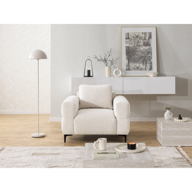 Armchair Cardea With optic In Soft Textured Fabric And High Seating Comfort