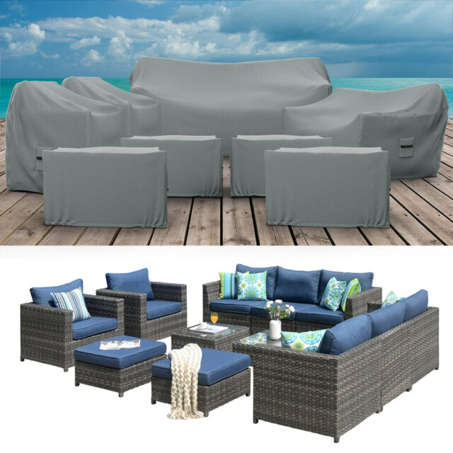 Kettner Patio Furniture Cover for 8Pieces Patio Conversation Set, Water UV & Weather resistant Cover for 8-Person Seating Group