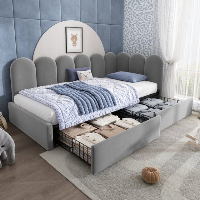 Generosa Velvet Upholstery Single Daybed with Drawers Storage for Living Room