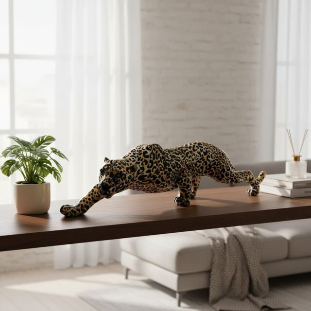 "15.4"" Modern Leopard Cheetah Statue, Safari Wild Cat Sculpture for Living Room Office Bookshelf Decor, Perfect Gift for Cat Lovers"