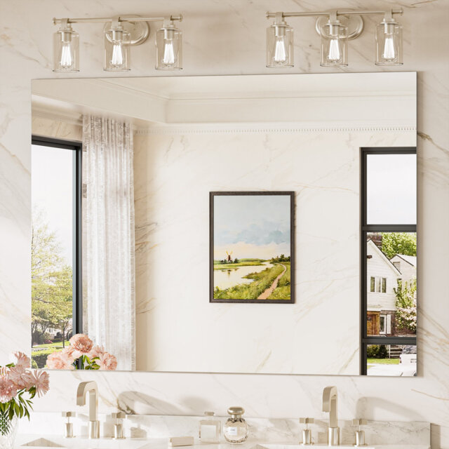 Frameless Bathroom Wall Mirror Decorative Accent Mirror