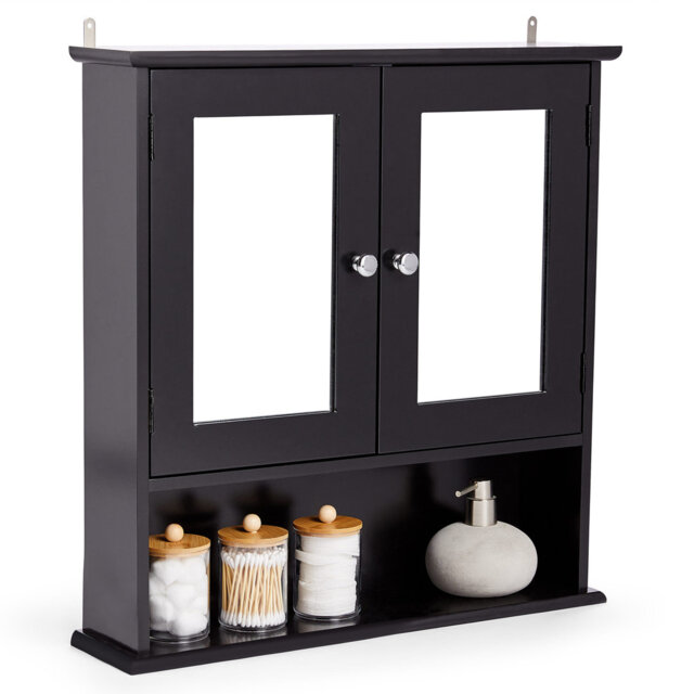 Shrewsbury Black Bathroom Mirror Cabinet