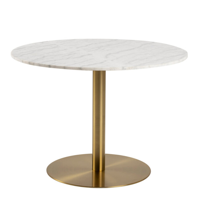 Jair Round Marble Top Metal Base Dining Table