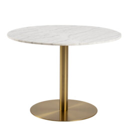 Jair Round Marble Top Metal Base Dining Table