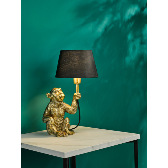 Zira Monkey Table Lamp Gold With Shade