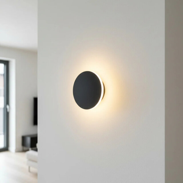 UltraBeam 4 Watt LED Round Black Indoor LED Wall Light 400 Lumen Diameter 162mm