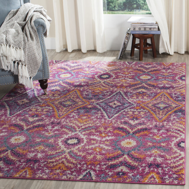 Tankersley Looped/Hooked Fuschia pink Rug