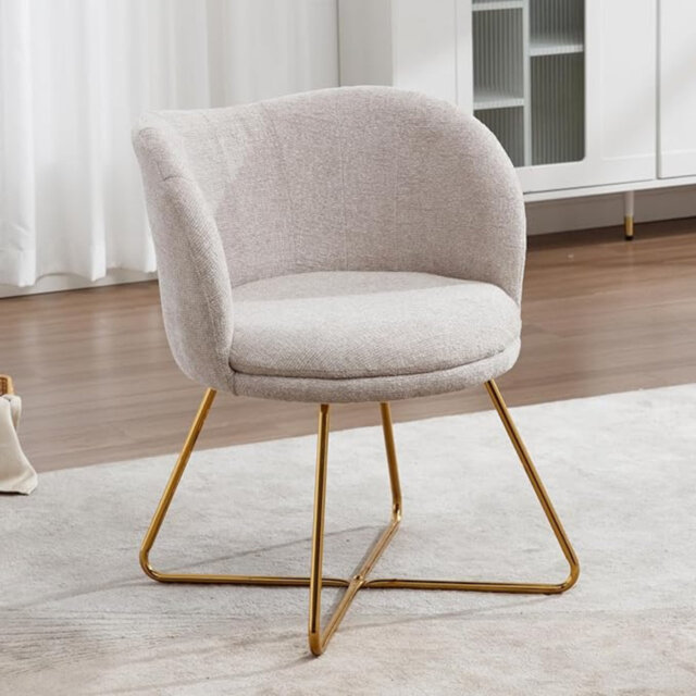 Wahson Accent Chair in Chenille Modern Occasional Tub Chair Elegant Vanity Chair with Gold Crossed Legs for Bedroom Living Room, Green