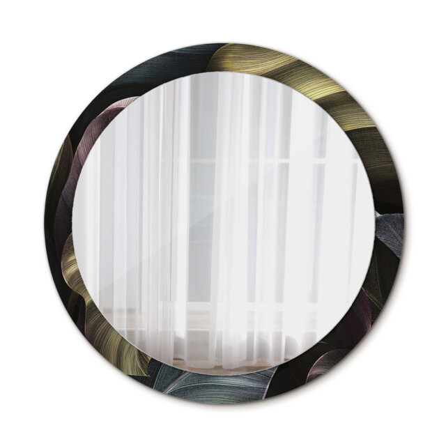 Huldar Round Glass Framed Wall Mounted Accent Mirror in Black/Yellow