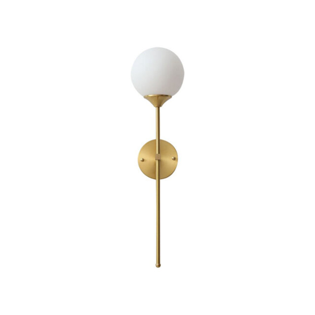 Savannah - Nordic Gold Wall Light With Glass Ball-Modern Gold Iron & Glass Spherical Pendant Light – E14 Bulb Base, Round Design