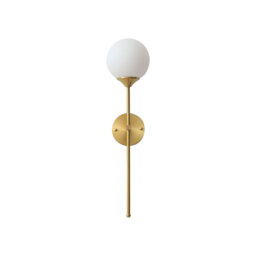 Savannah - Nordic Gold Wall Light With Glass Ball-Modern Gold Iron & Glass Spherical Pendant Light – E14 Bulb Base, Round Design