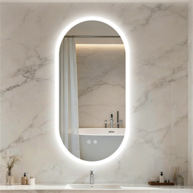 Wall LED Bathroom Mirror Dimmable 3 color temperature Anti-fog