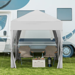 2 X 2 M Pop Up Garden Gazebo, Water Resistant Oxford Canopy With Removable Sidewalls, Large Pane Windows & Zipper Doors, Powder Coated Steel Frame, Wi